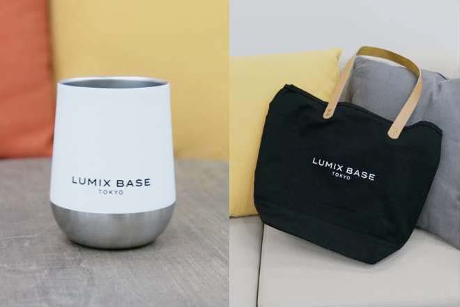 LUMIXオリジナルグッズ（LUMIXレザーハンドルトートバッグ、LUMIXタンブラー(ホワイト)）
